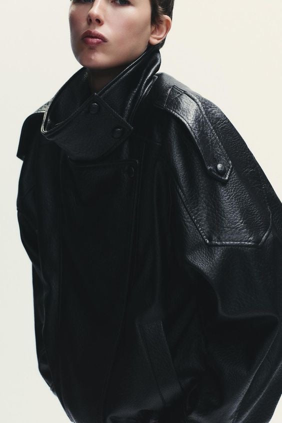 Leather bomber jacket