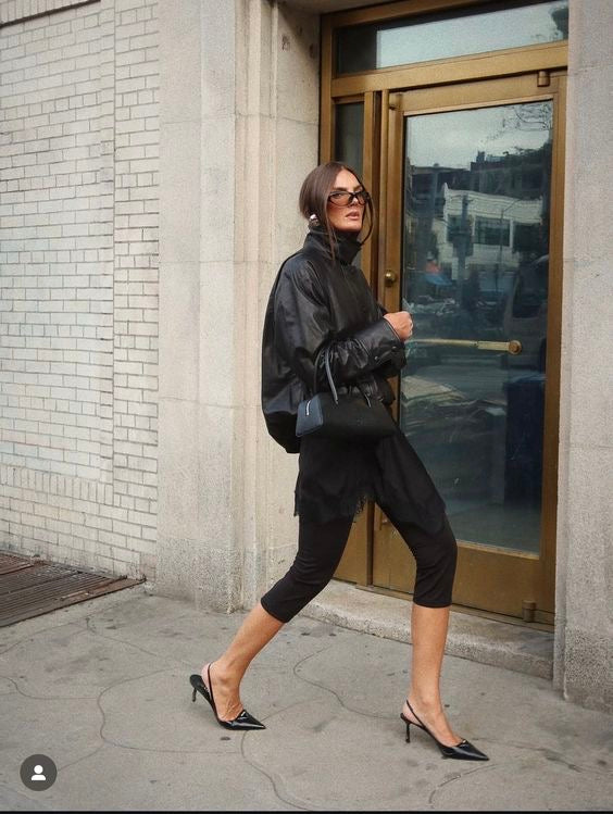Leather bomber jacket